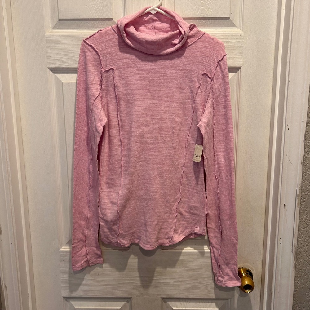 NWT‎ Free People We The Free Blush Lilac Everyday Layering Turtleneck Top L Pink
